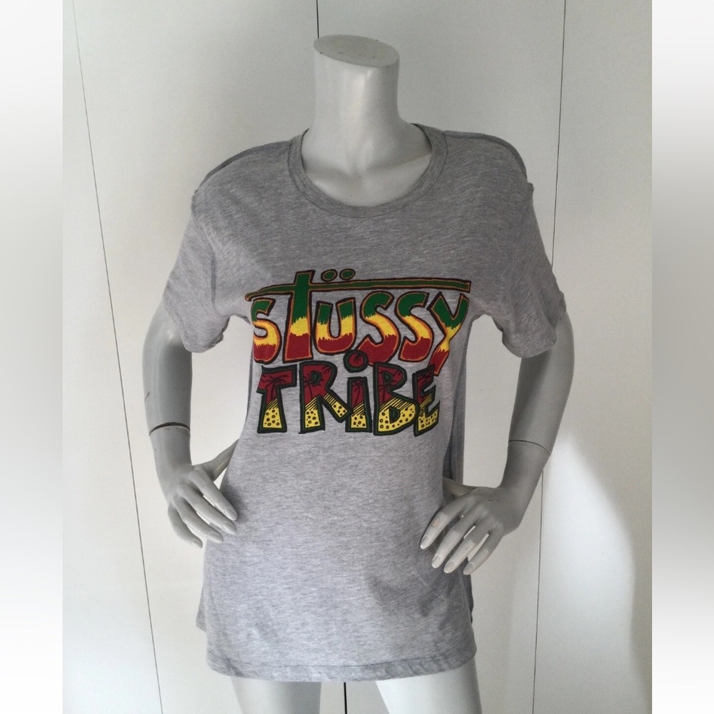 Stussy Gray Tee with Colorful Graphic Size S